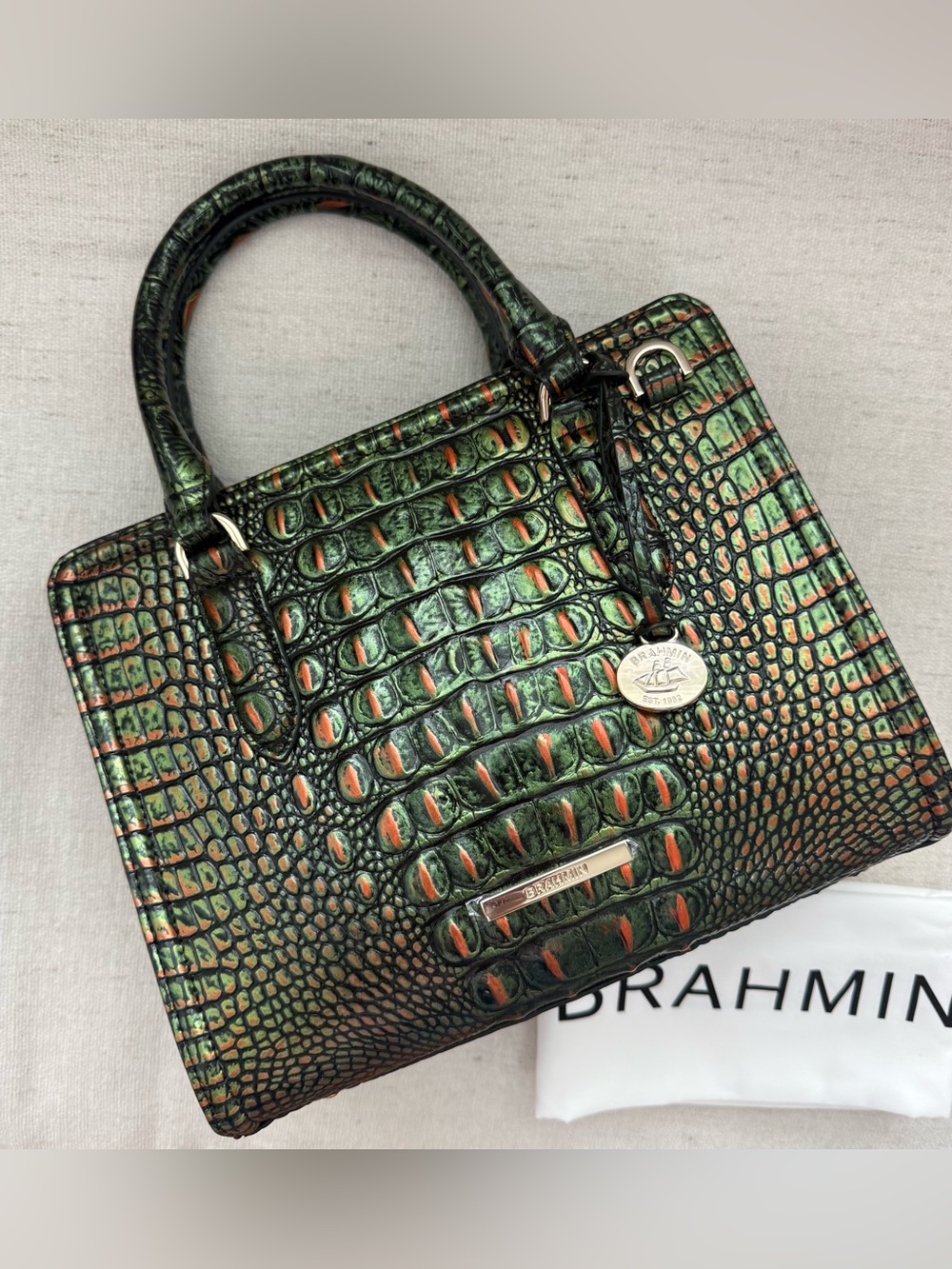Brahmin Cami Satchel Samba Green Melbourne Leather - Picture 2 of 9